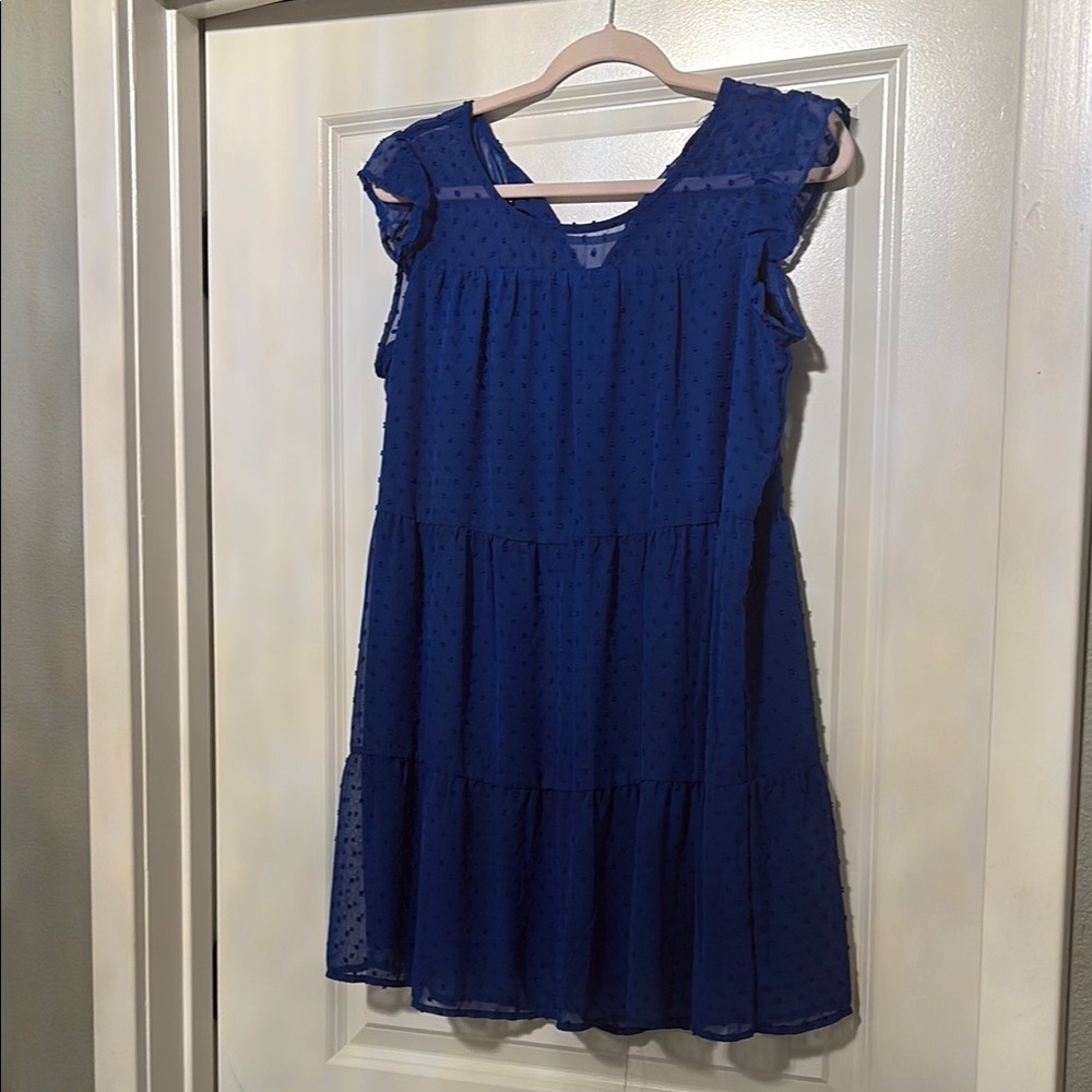 Crystal Doll Blue Flutter Sleeve Sundress